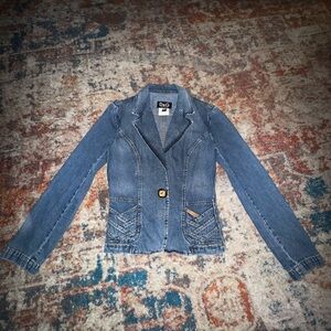 D&G Iconic Blue Jean Jacket Fitted Blazer Notched Lapel